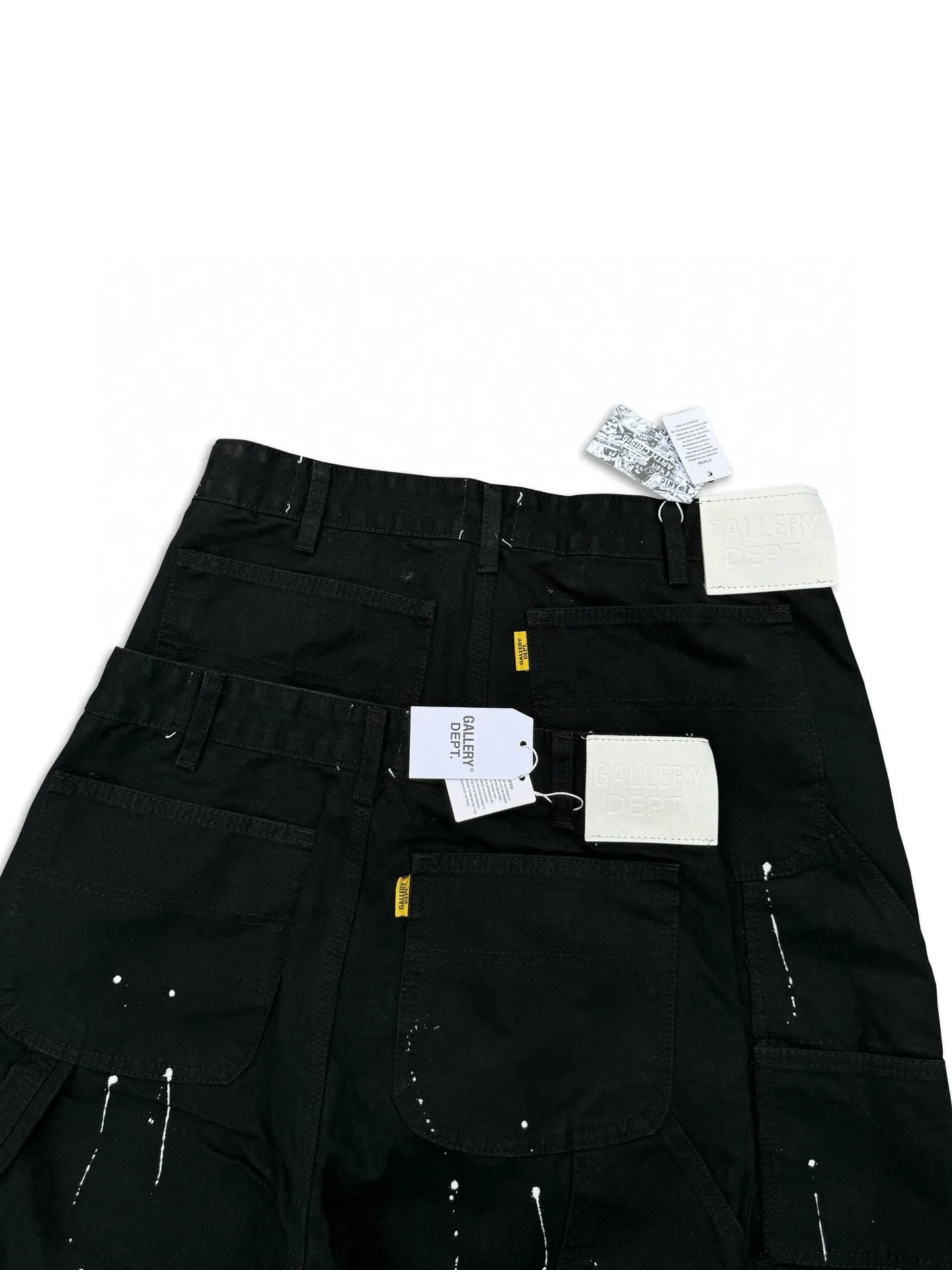 -Size upper body P220#G33 GALLERY DEPT. Spliced ​​washed retro jeans for men and women, high street splash-ink pants, micro-flared casual trousers, trendy couple, same style. Color: black. Size: S-XXL (corresponding to 28-36)